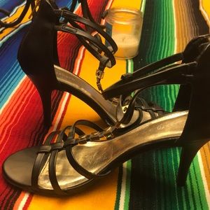 Dress barn black strap sandals.